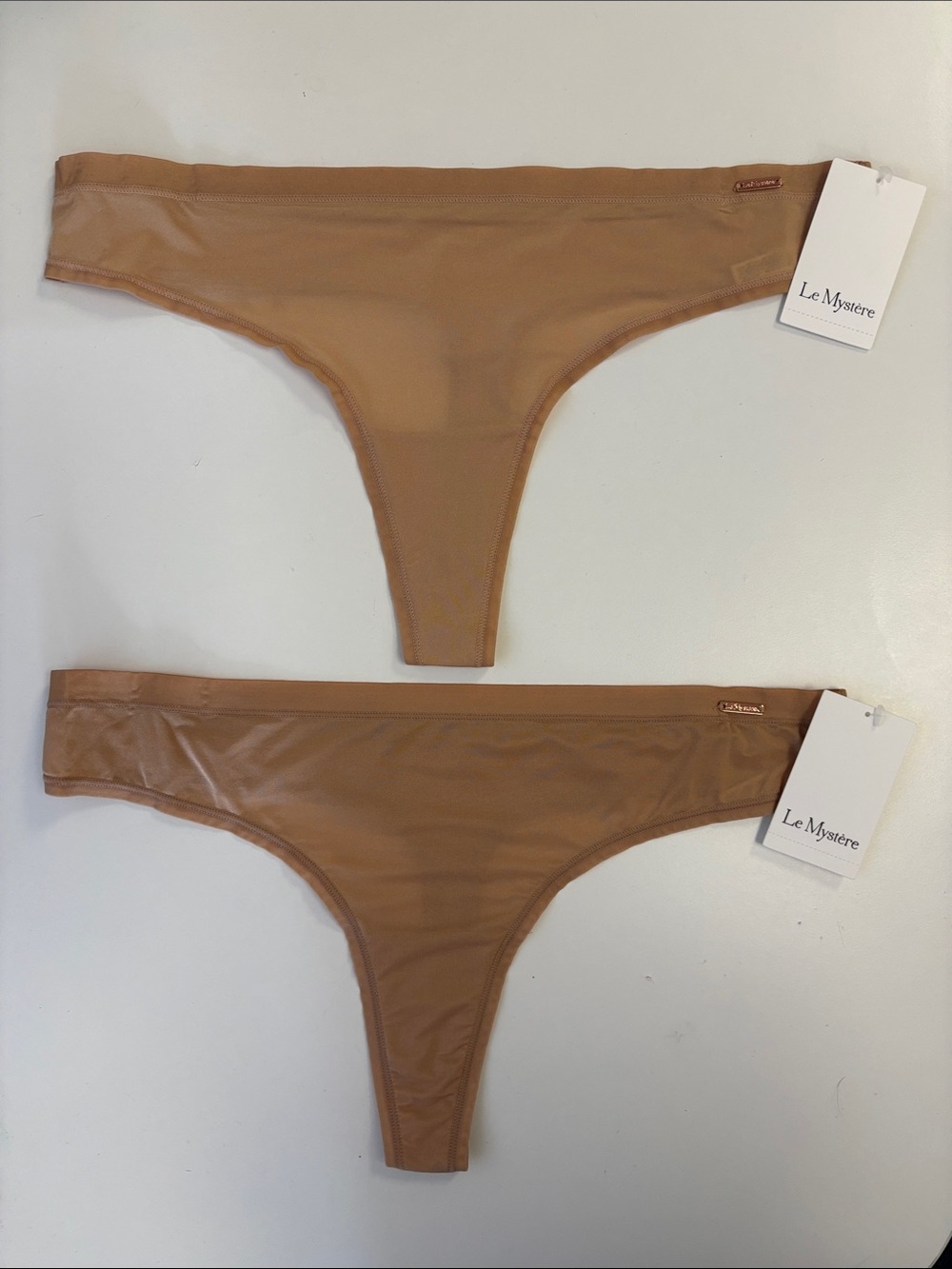(2 Pairs) NEW Le Mystère Infinite Comfort Thong Panty 8838 Natural 280 (Tan)